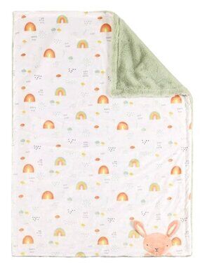 George Baby Rainbow Bunny Blanket Plush Reversible Faux Fur Lovey Blush Pink